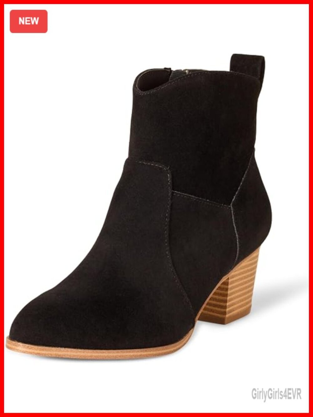 Faux Suede Western Ankle Boots with Block Heel and Memory Foam Insole